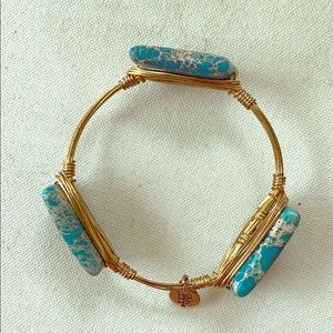 Bourbon and Bowties bracelet Size Small. Turquoise